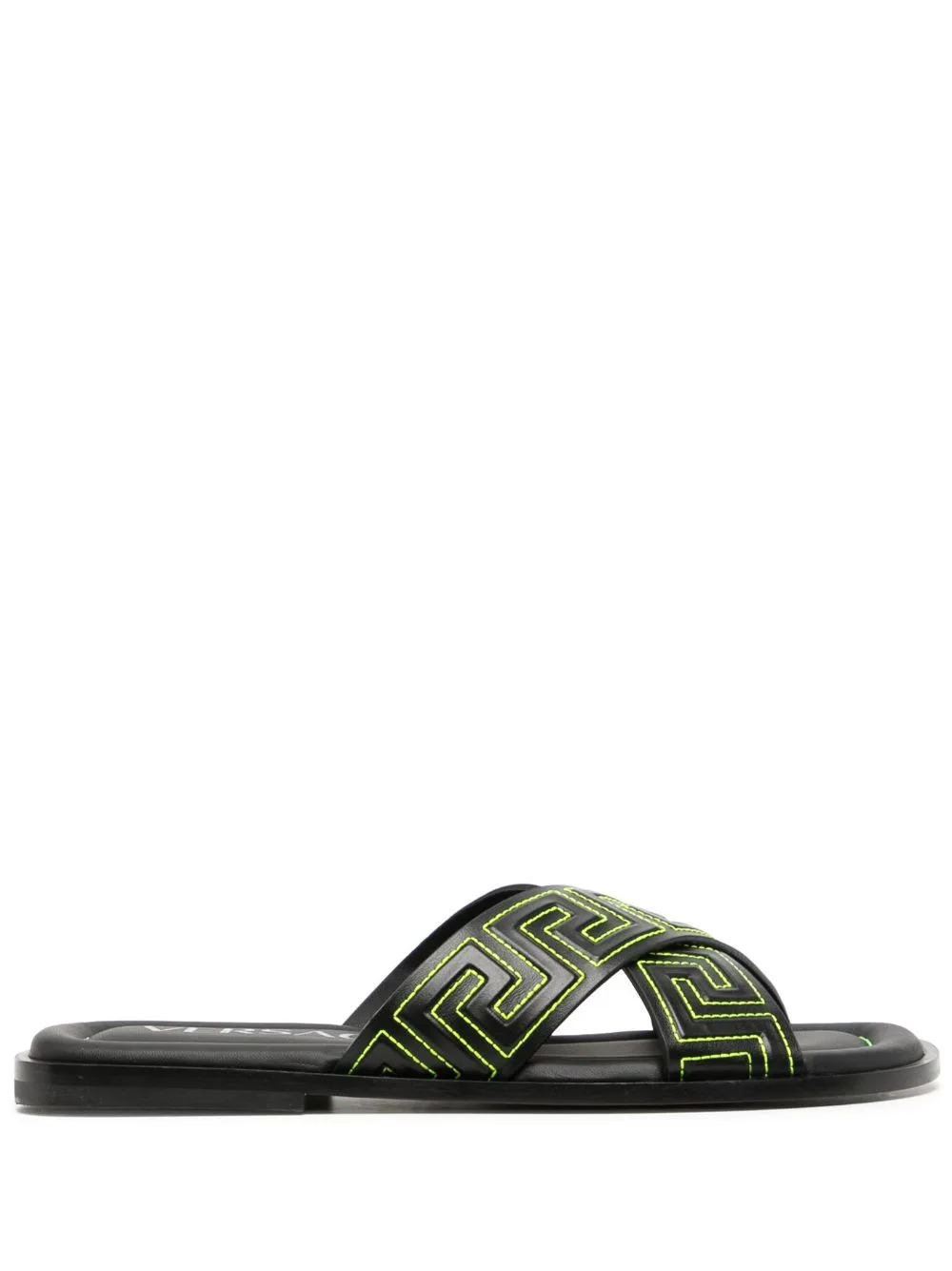 Greca Leather Slides by Versace