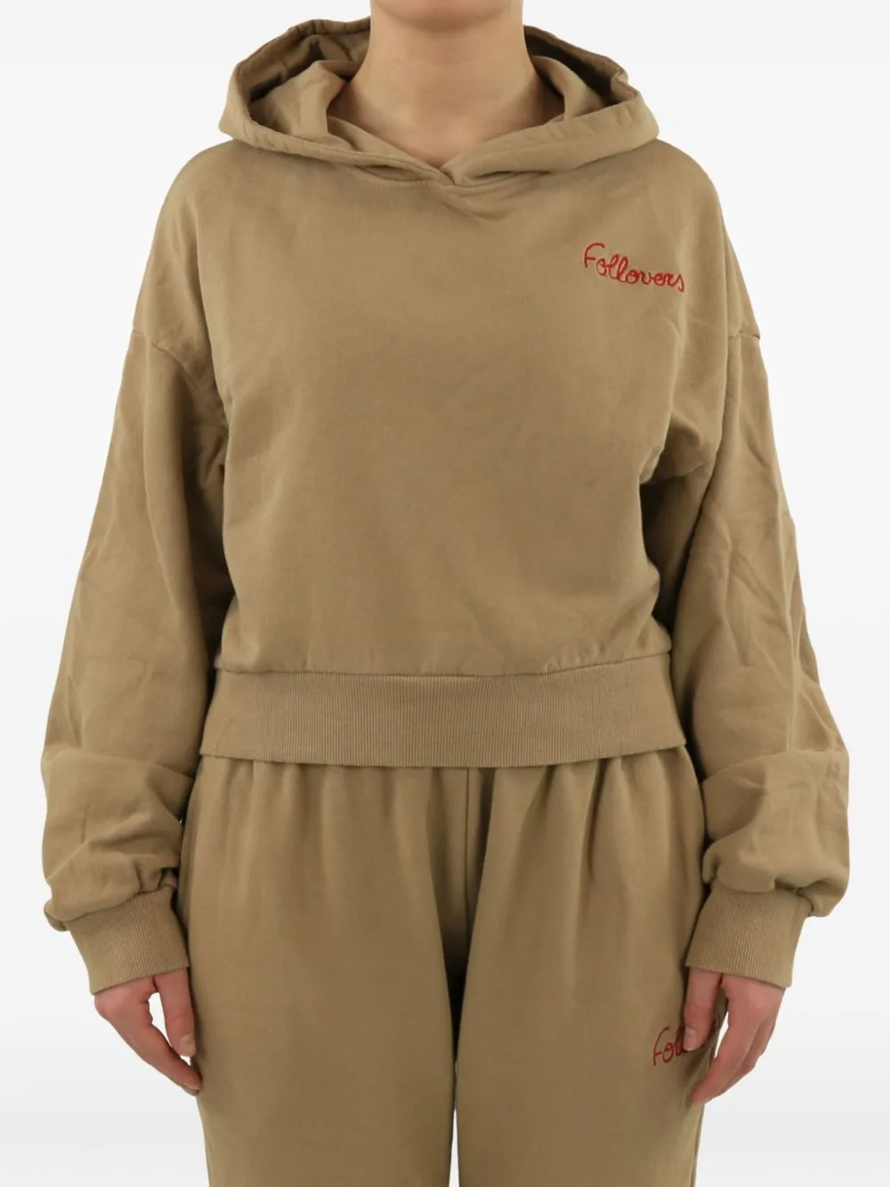 Kylie Logo-Embroidered Cropped Hoodie by Follovers