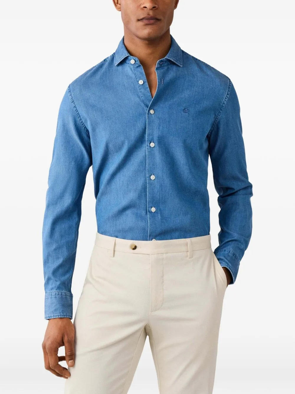 Kent Cutaway-Collar Denim Shirt by Hackett London
