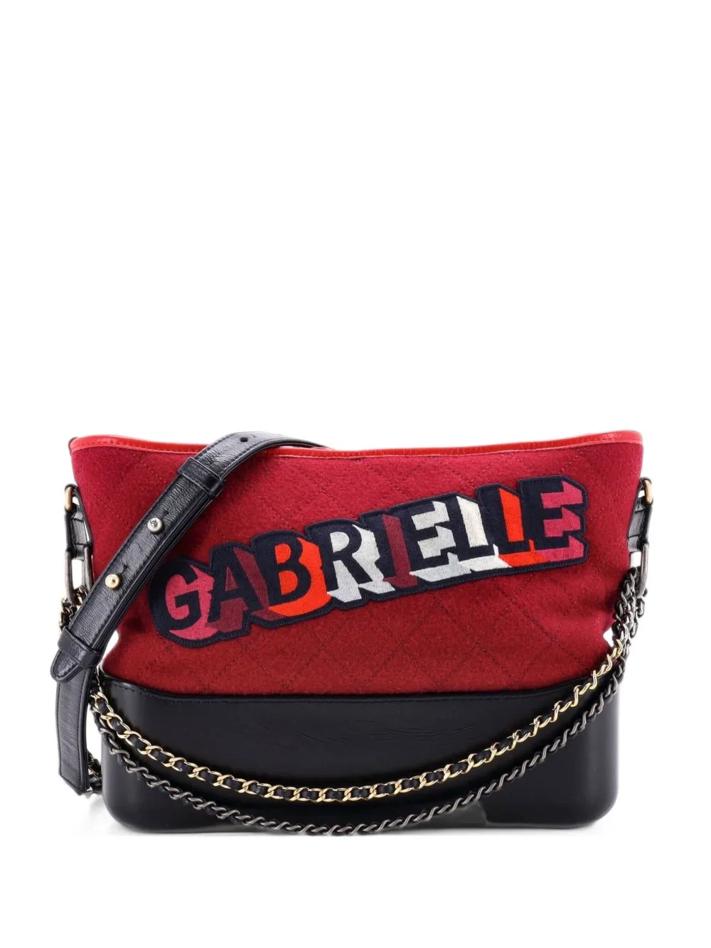 Gabrielle Logo Quilted Felt and Calfskin Medium Hobo Bag by CHANEL Pre-Owned