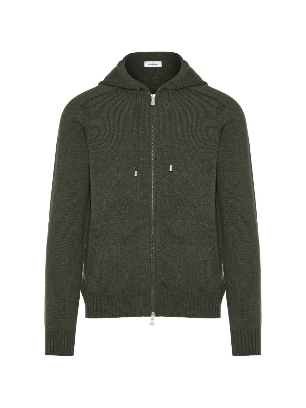 Zip-Up Ribbed-Knit Hoodie by Gran Sasso