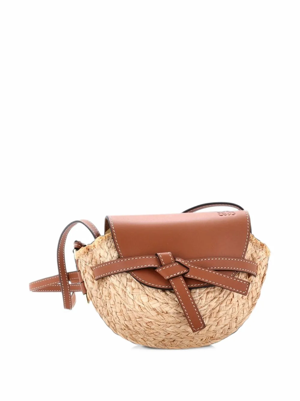 Gate Leather Shoulder Leather with Raffia Mini Crossbody Bag by Loewe Pre-Owned
