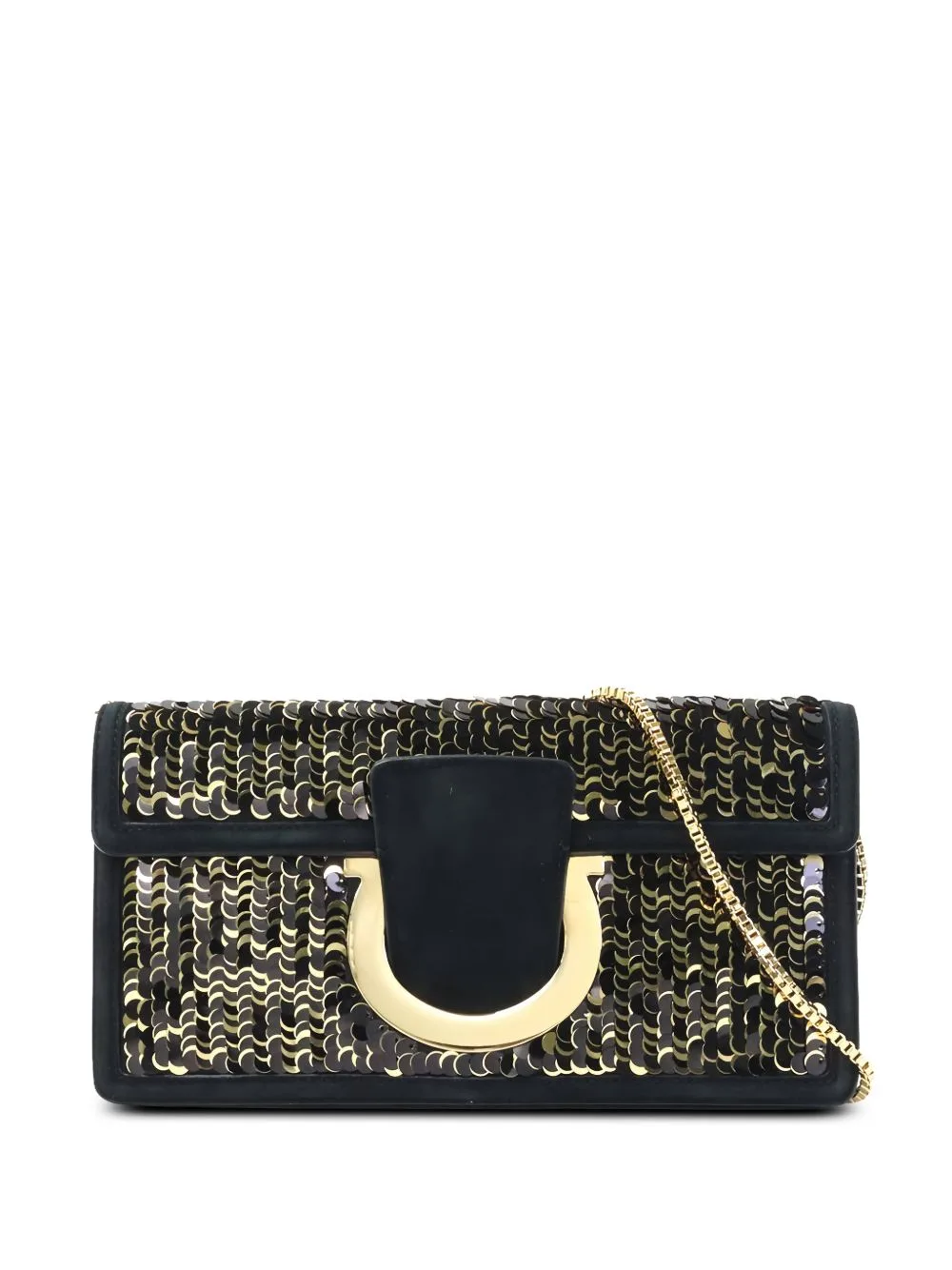 2021 Sequin Embellished Satin Gancini Thalia Shoulder Bag by Ferragamo Pre-Owned
