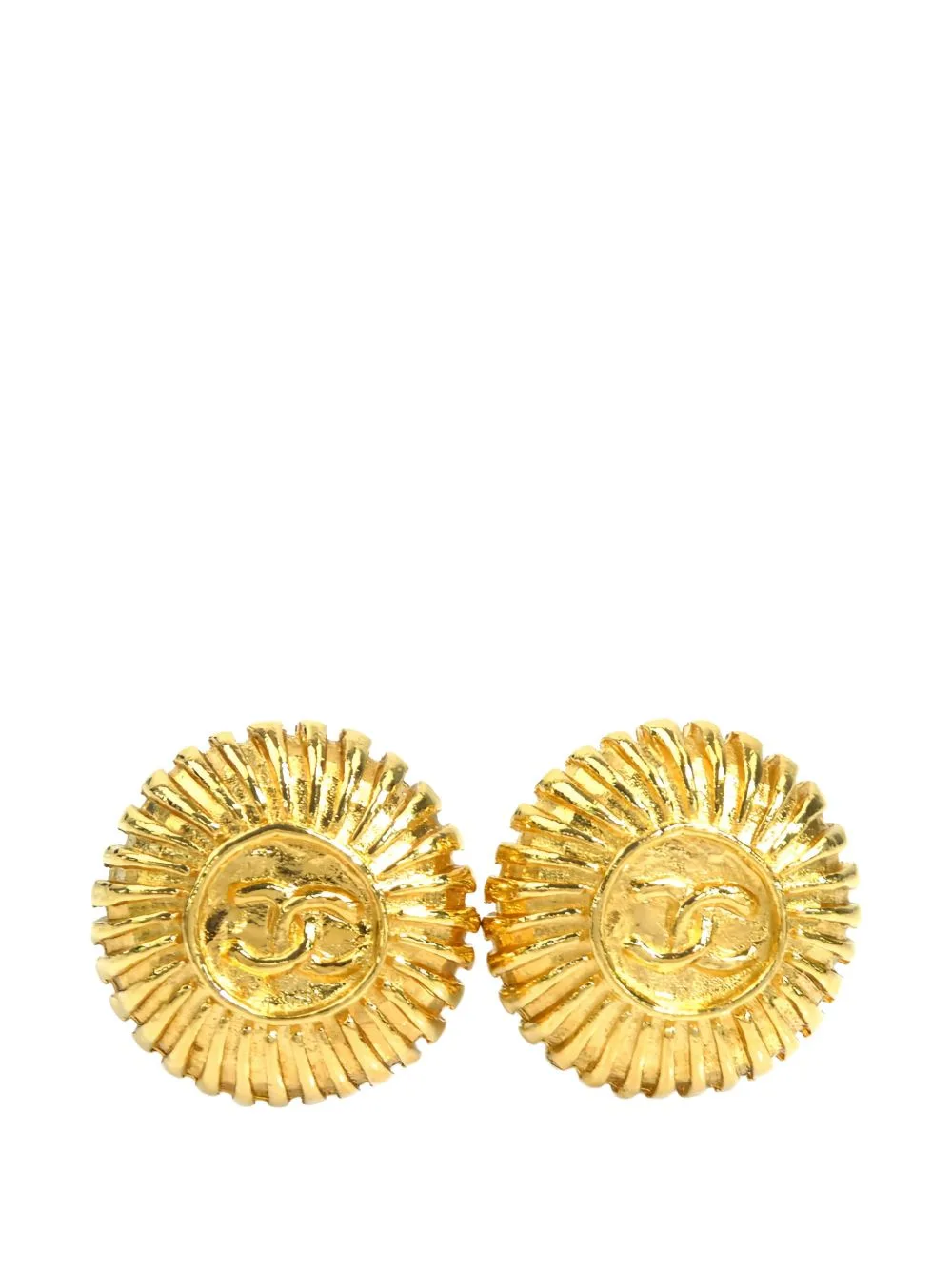 1950-1970 CC Gold Plated Sunburst Clip on Earrings Costume Earrings