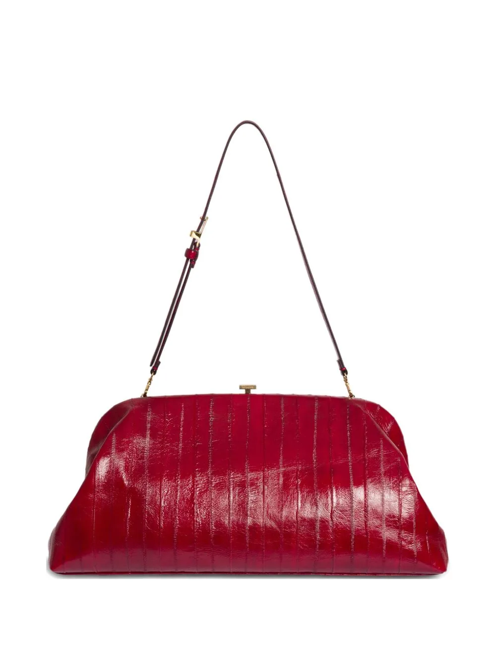 Vertical-Stripe Clutch Bag by Alberta Ferretti
