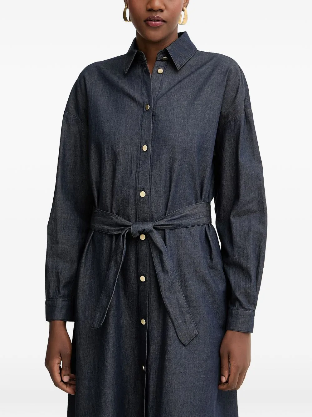 Belted Button-Down Midi Shirt Dress by Armani Exchange