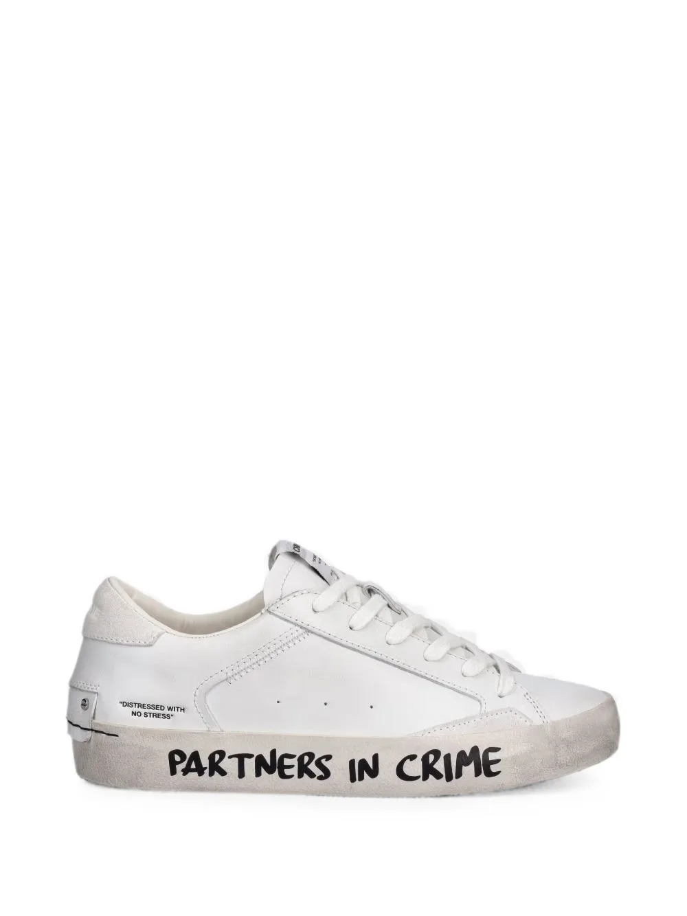 Distressed Slogan-Print Sneakers by Crime London