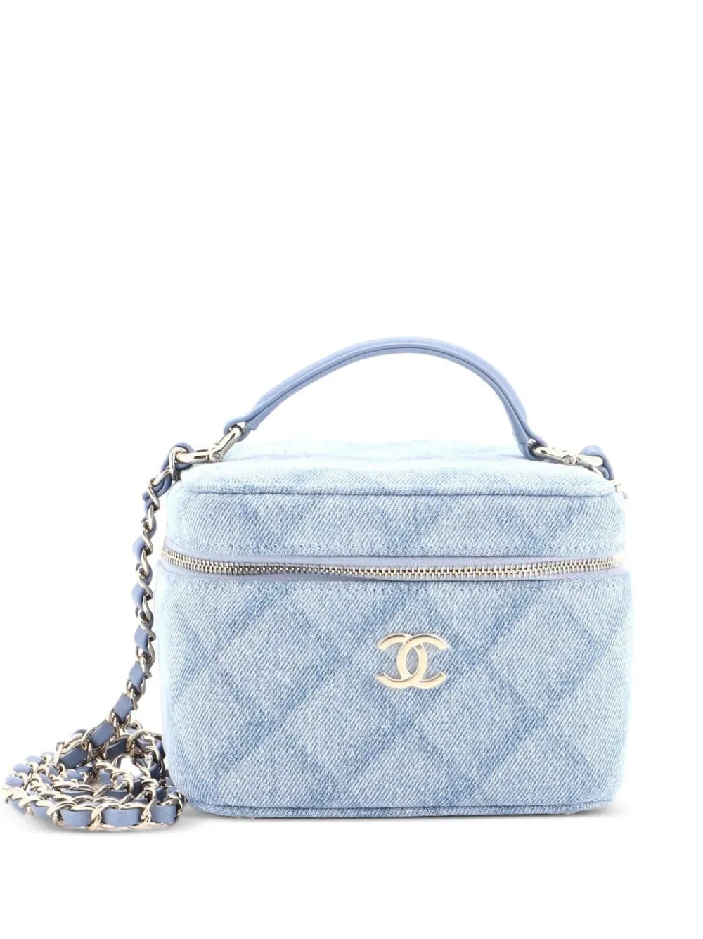 Vanity Case with Chain 3D Quilt Printed Denim Small Crossbody Bag by CHANEL Pre-Owned