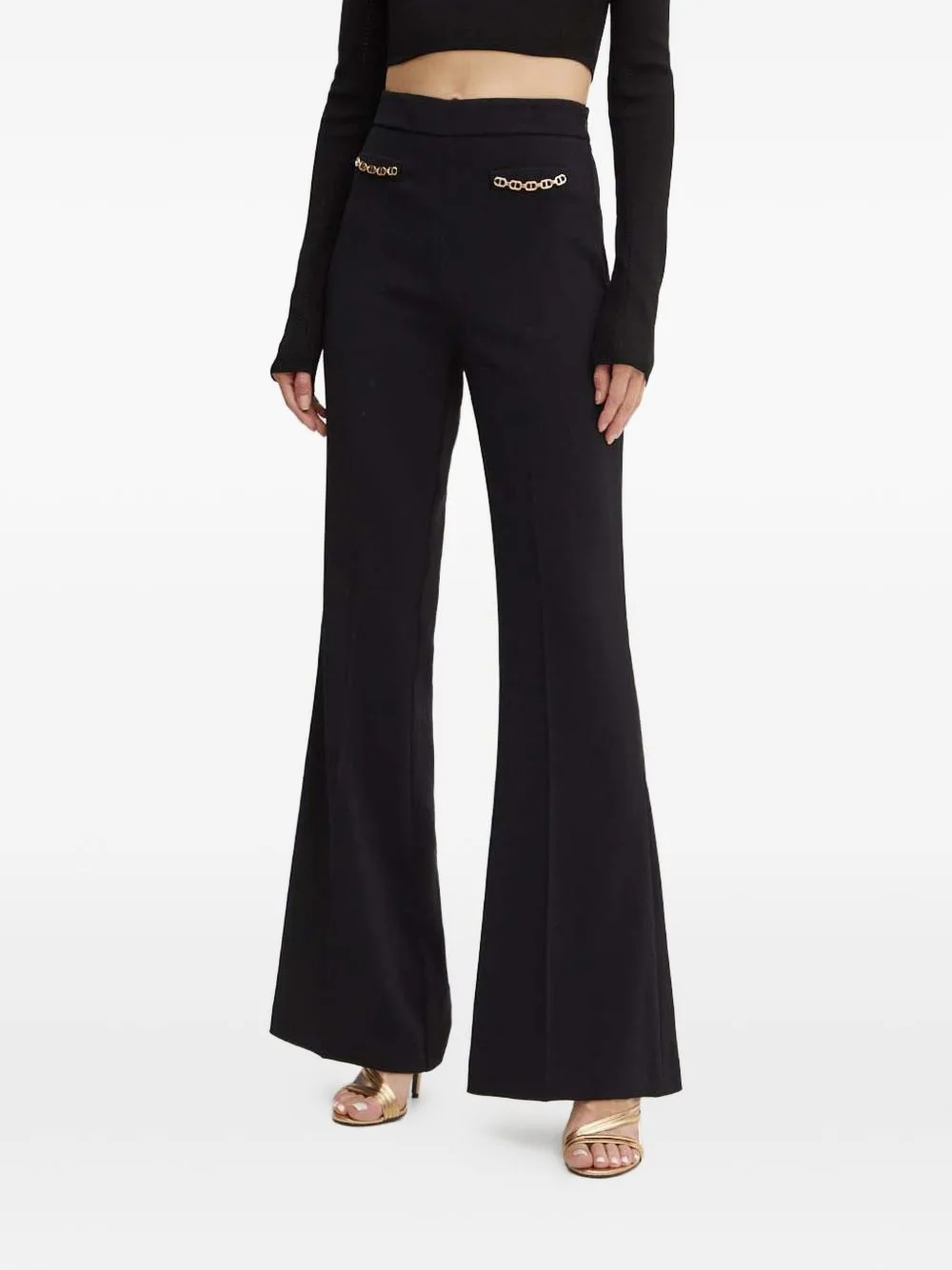 Chain-Detail Flared Trousers by TWINSET