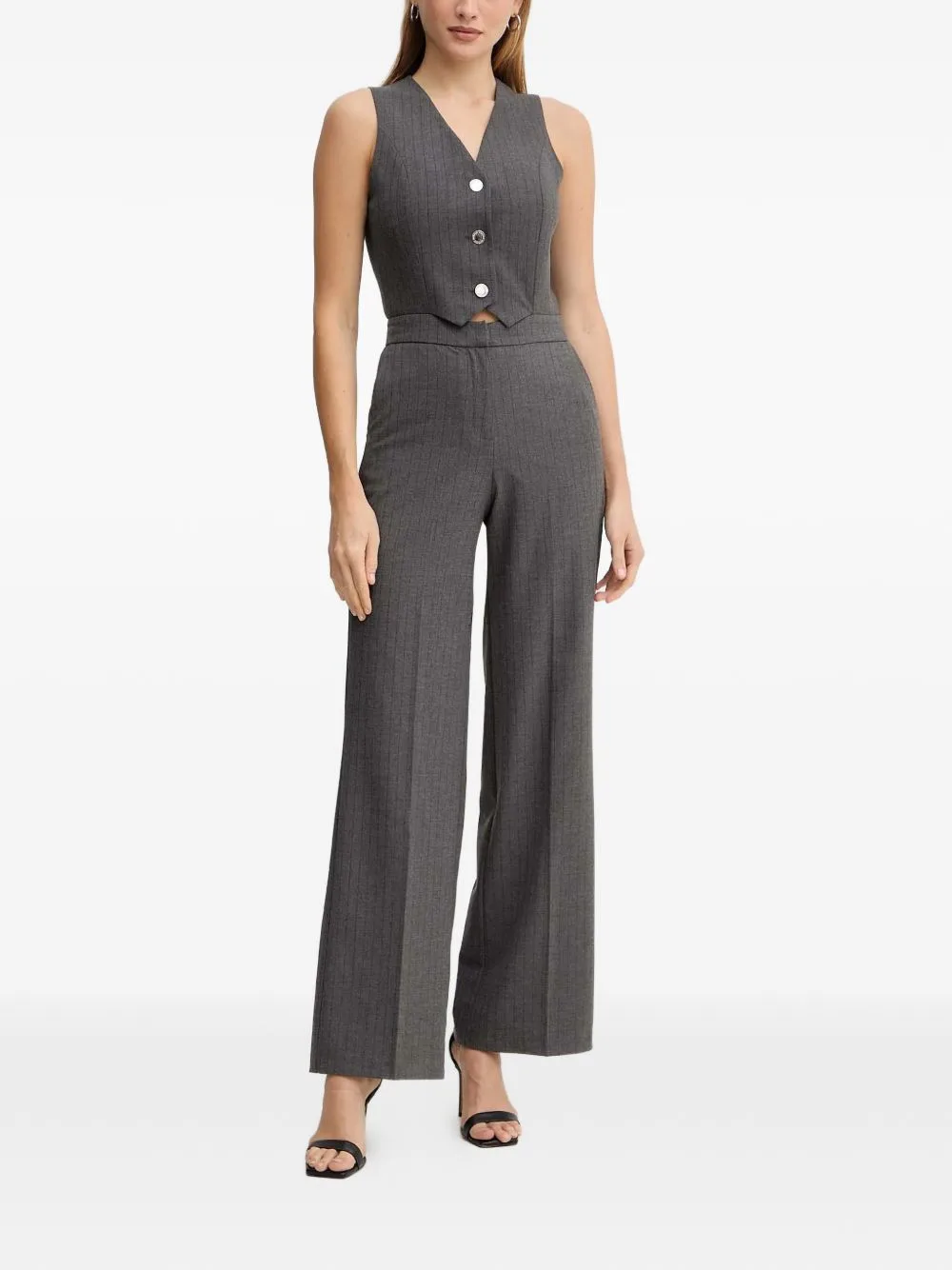 Pinstripe Buttoned Jumpsuit by Morgan