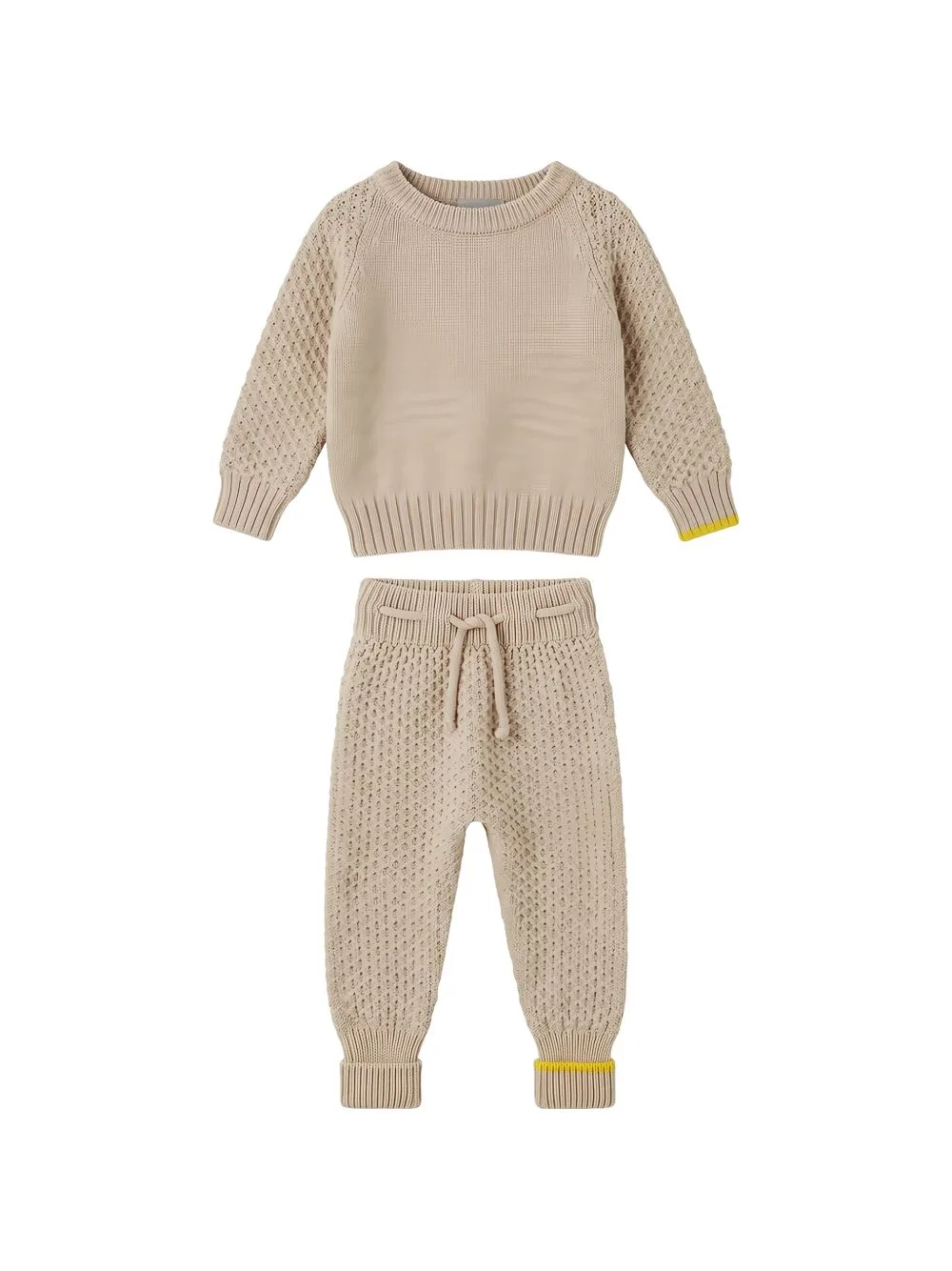 Honeycomb-Knit Trousers Set by Gensami kids