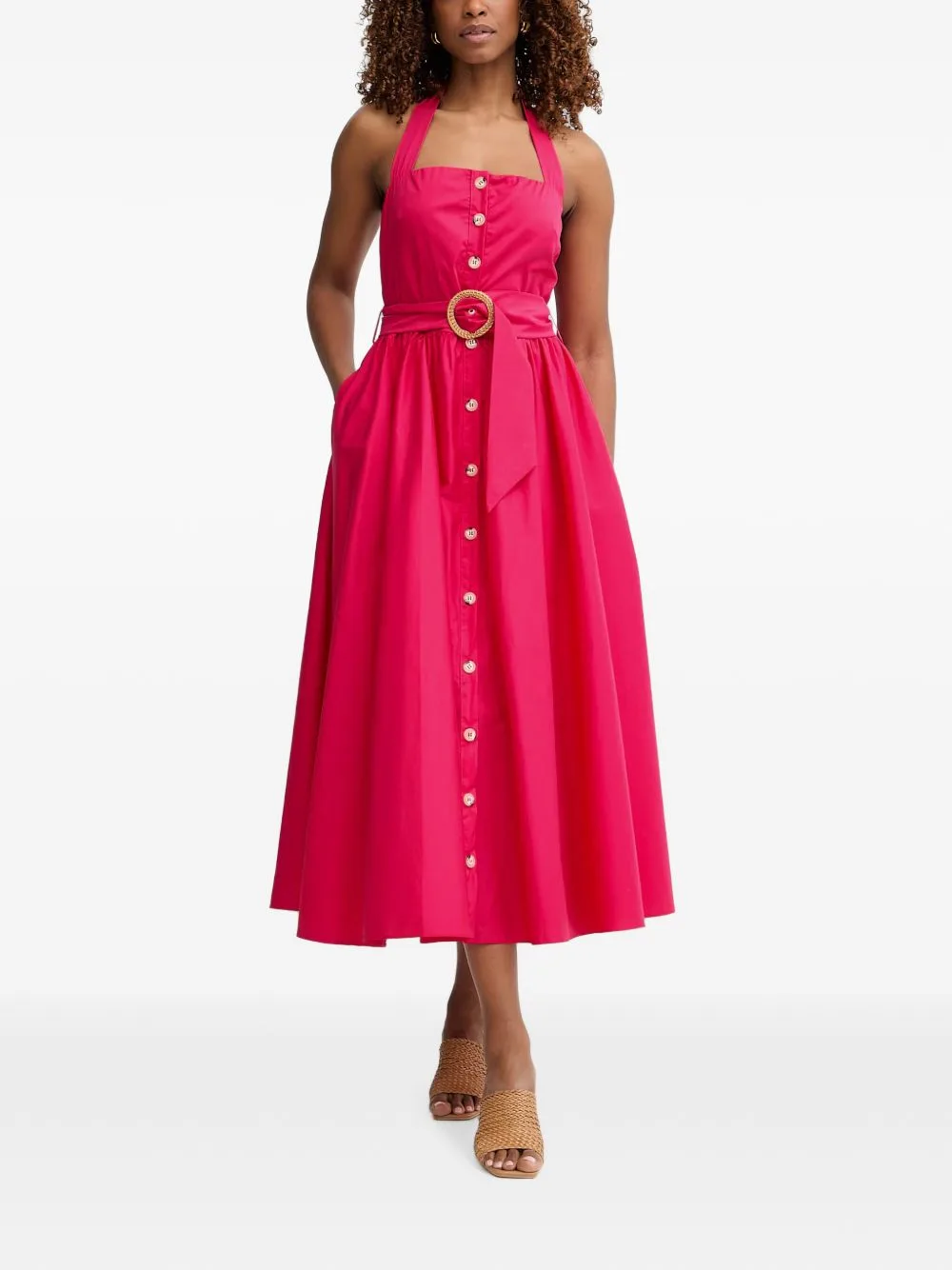 Belted Button-Front Midi Dress by FRACOMINA