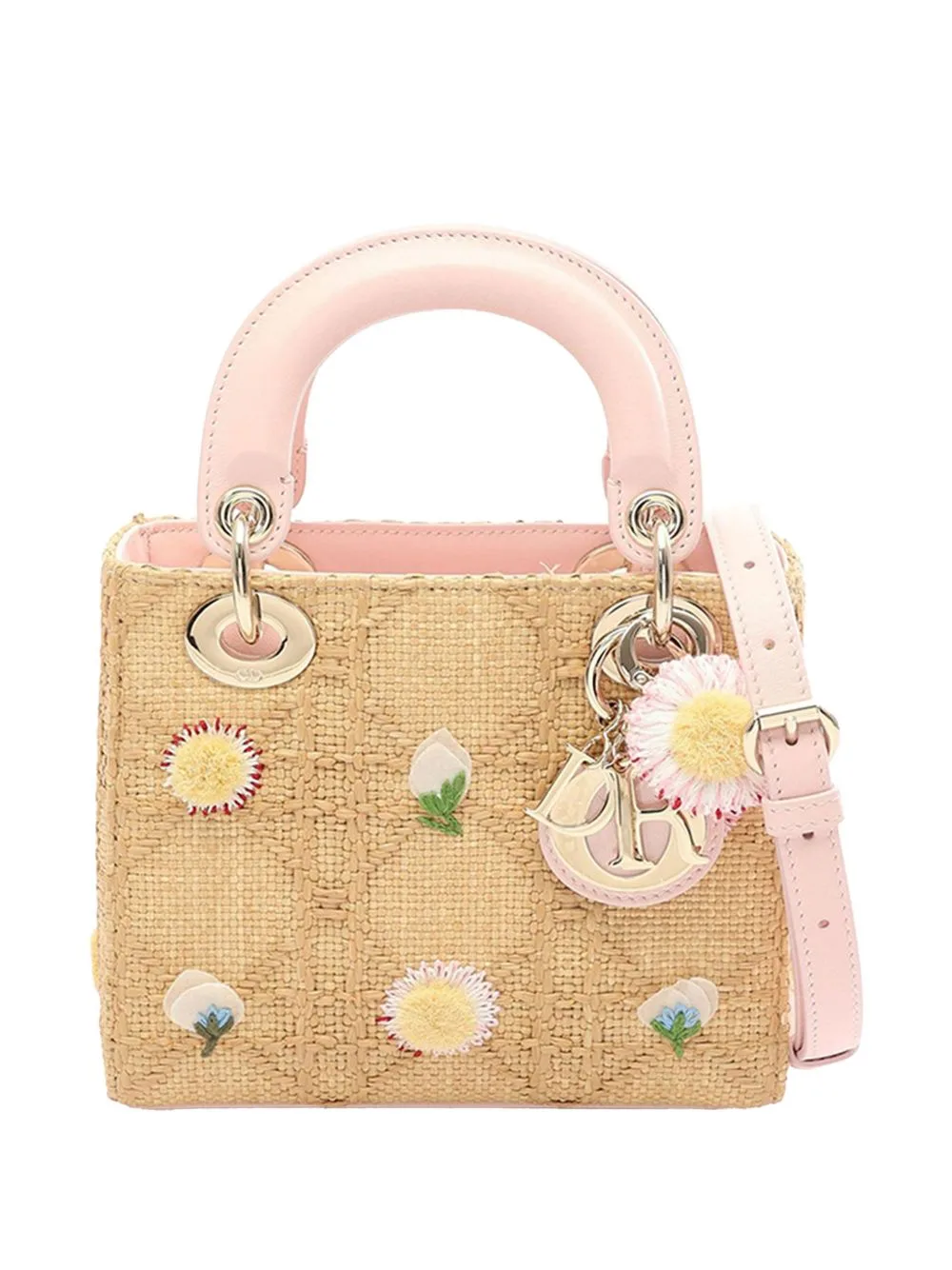 2000-2026 Mini Raffia Cannage Lady Dior Satchel by Christian Dior Pre-Owned
