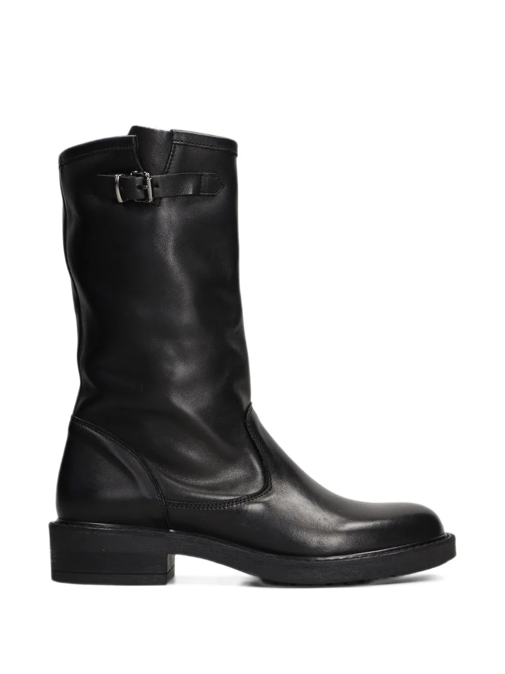 Buckle-Detail Leather Biker Boots by Metisse