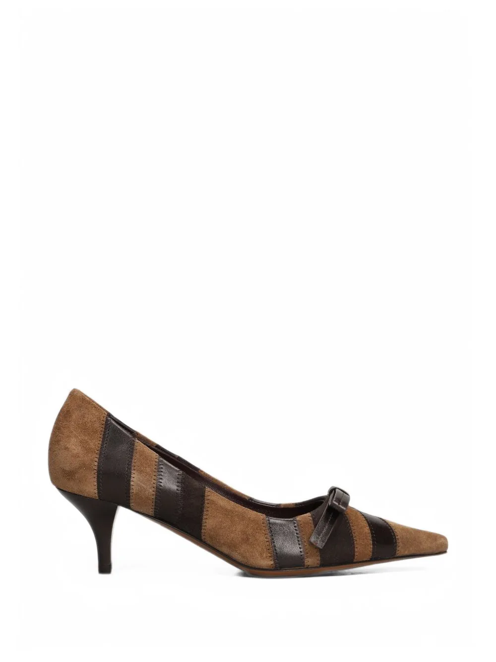 Kandè Striped Bow-Detail Kitten-Heel Pumps by Roberto Festa