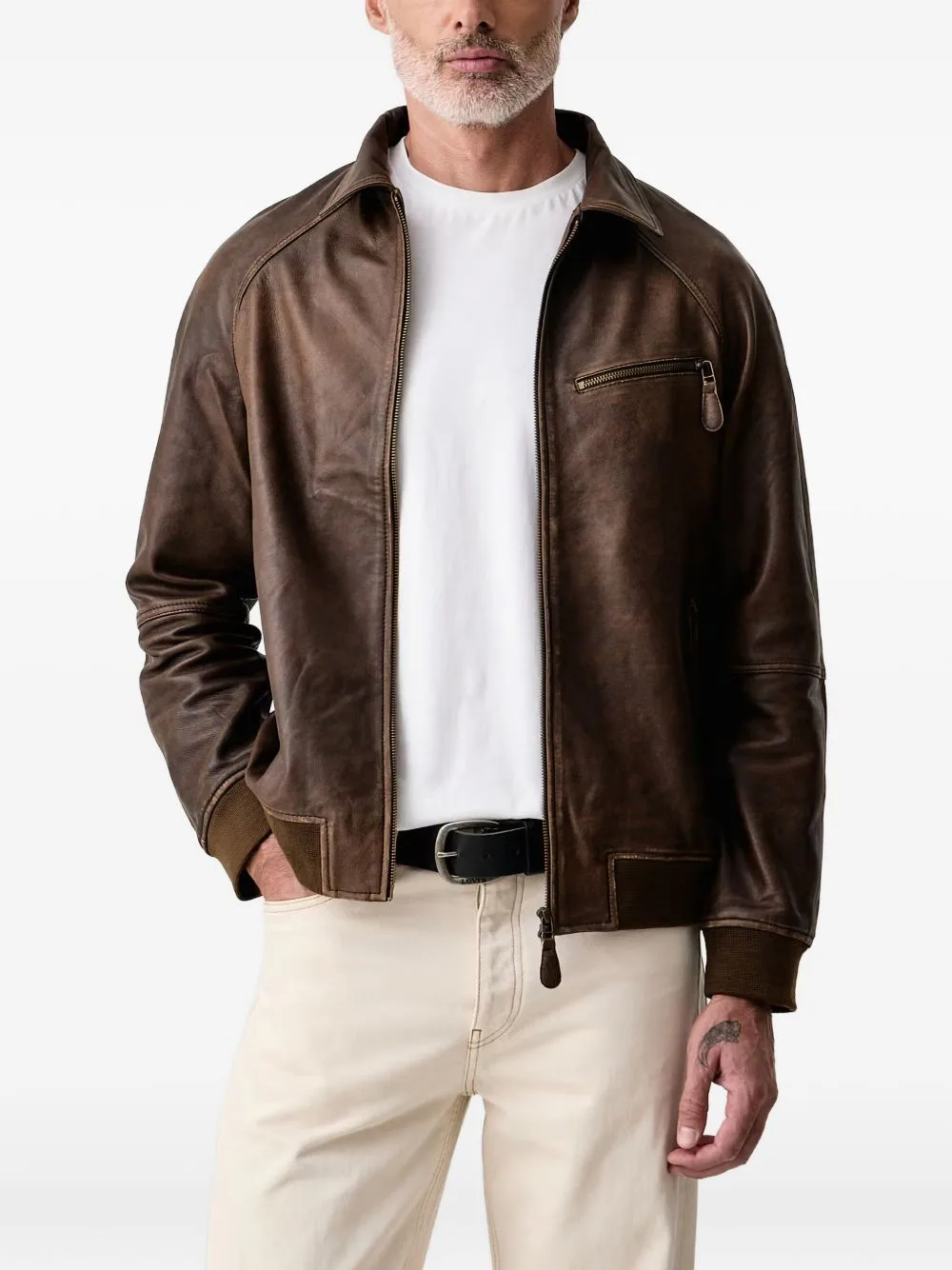 Thom Zip-Up Leather Jacket by Mos Mosh
