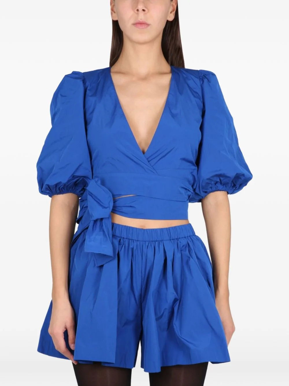Puff-Sleeve Tie-Waist Top by RED Valentino