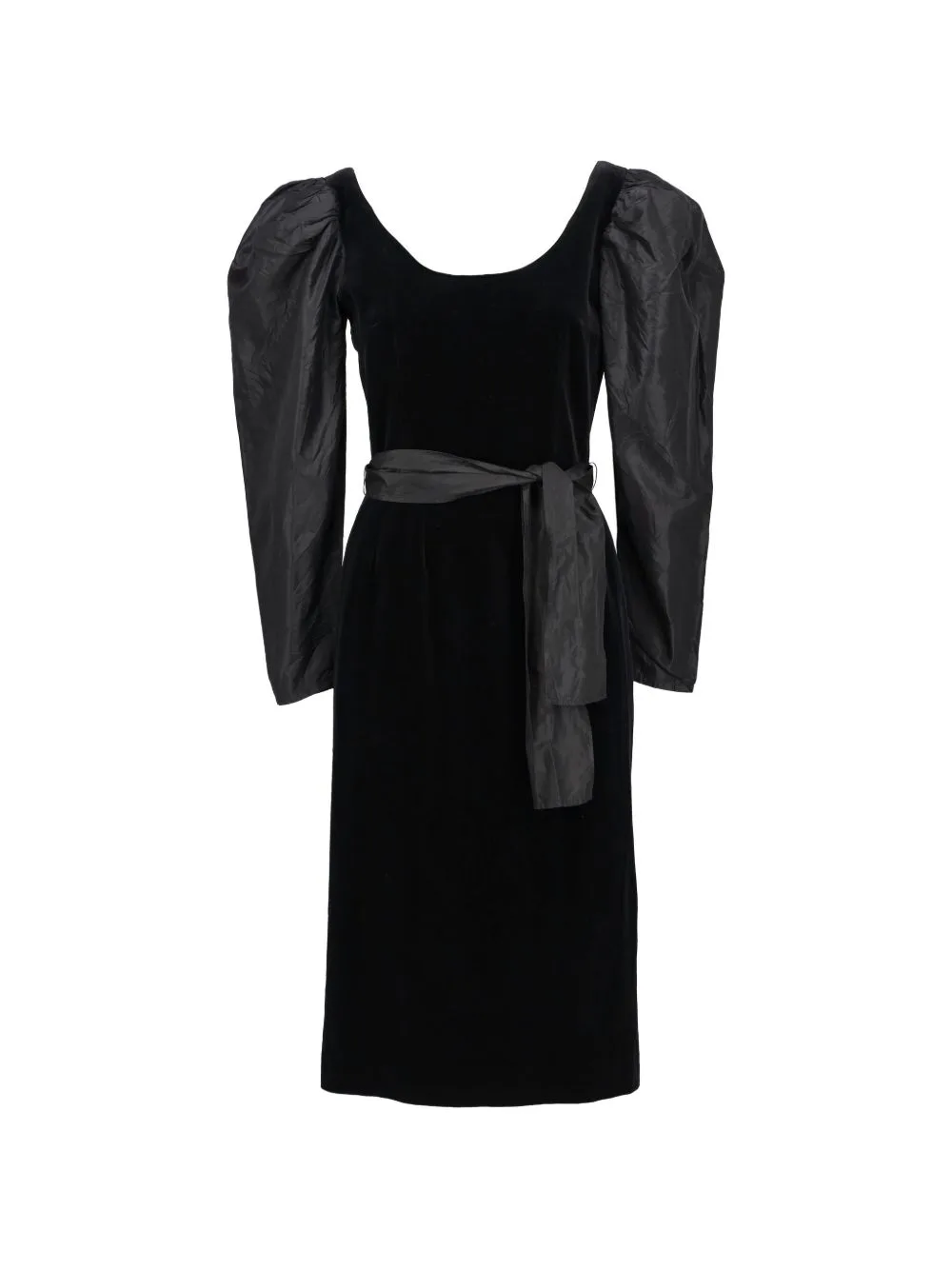 Puff-Sleeve Belted Midi Dress by Guy Laroche Pre-Owned