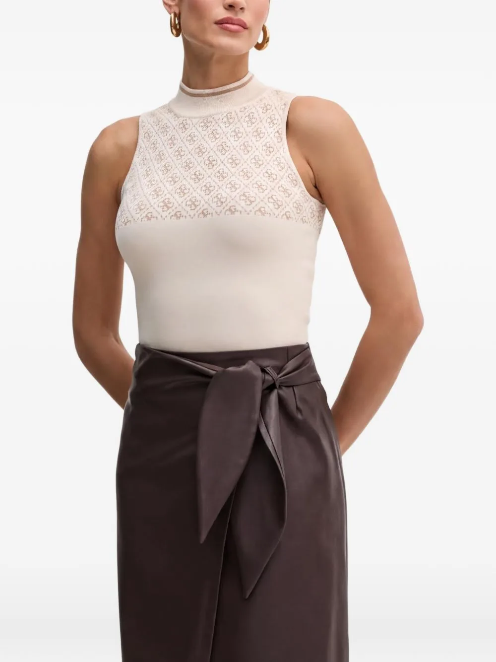 Monogram-Pattern Sleeveless Top by GUESS USA