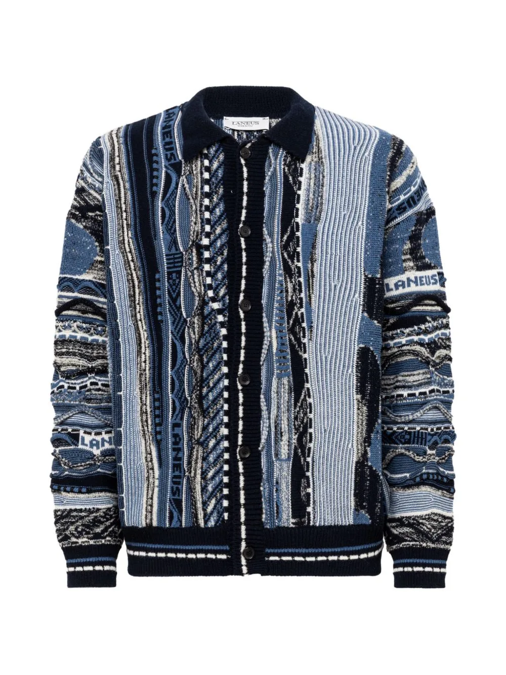 Jacquard-Knit Boxy Cardigan by Laneus