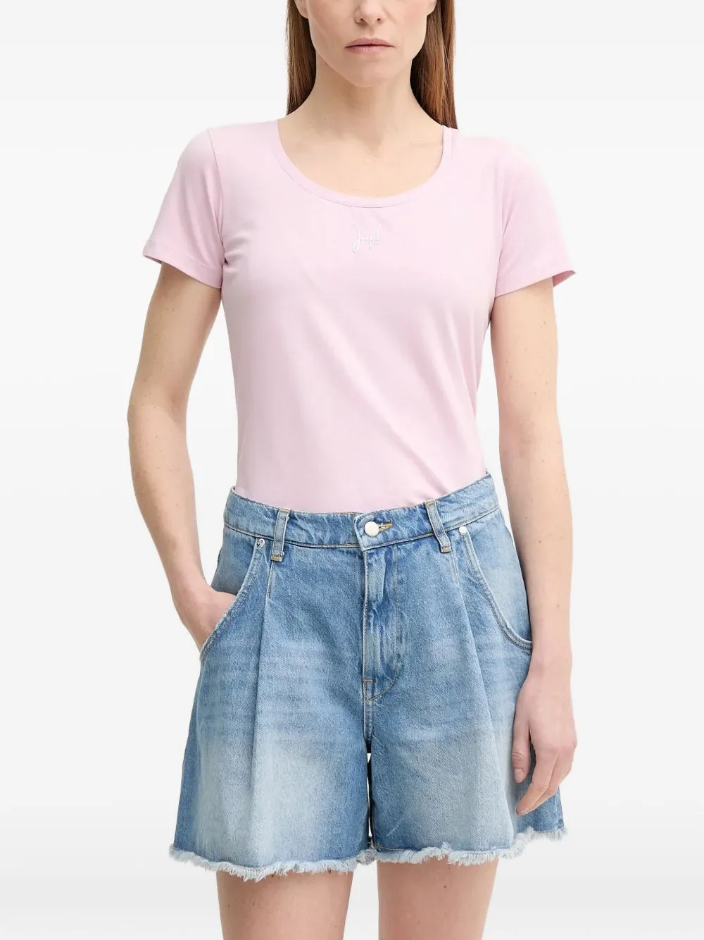 Tobie Logo-Embroidered Scoop-Neck T-Shirt by Joop!