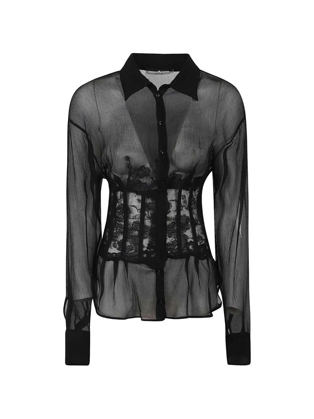 Lace-Panelled Silk Shirt by Ermanno Scervino