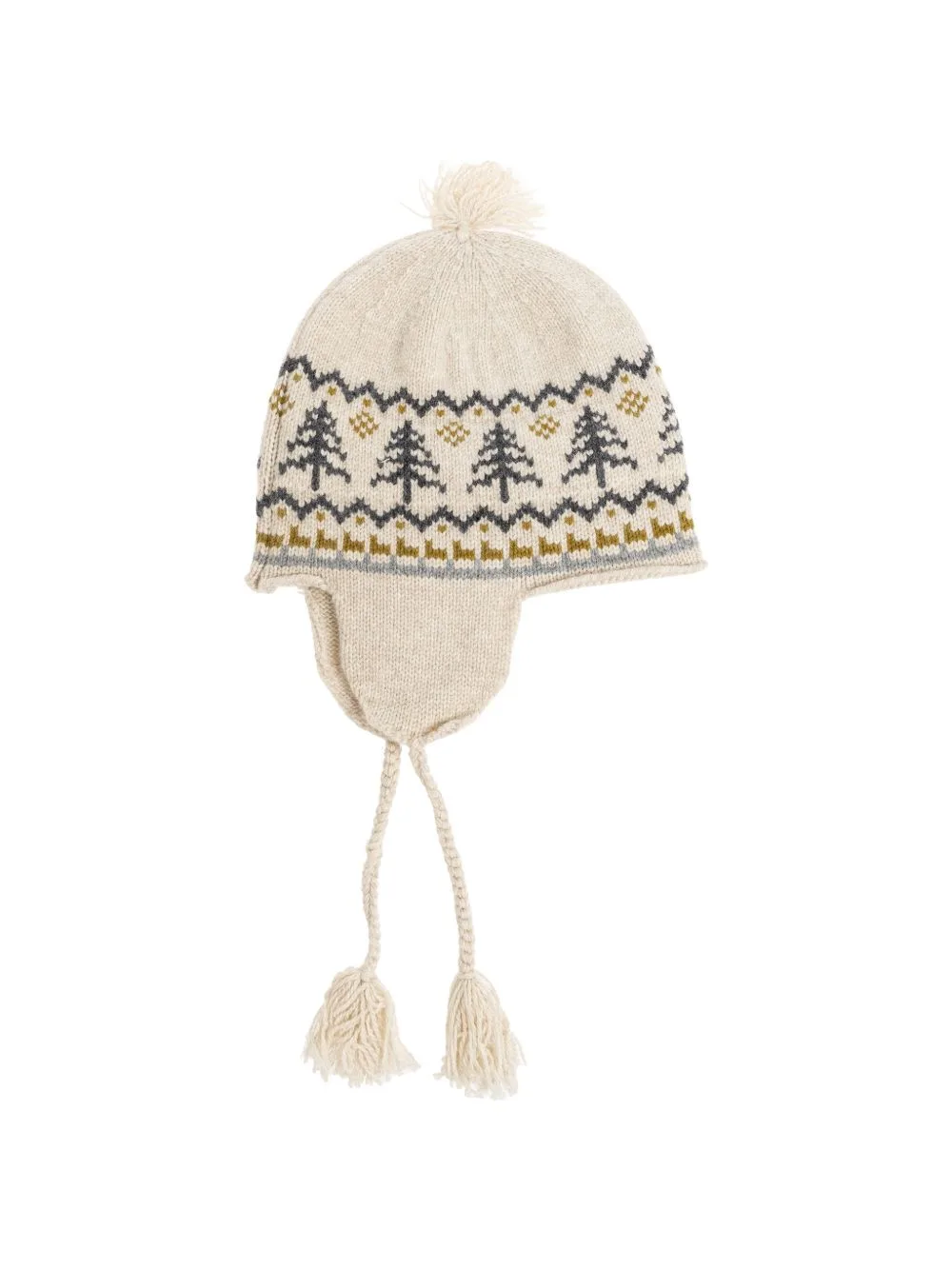 Tinna Patterned Pompom Beanie Hat by Bonpoint