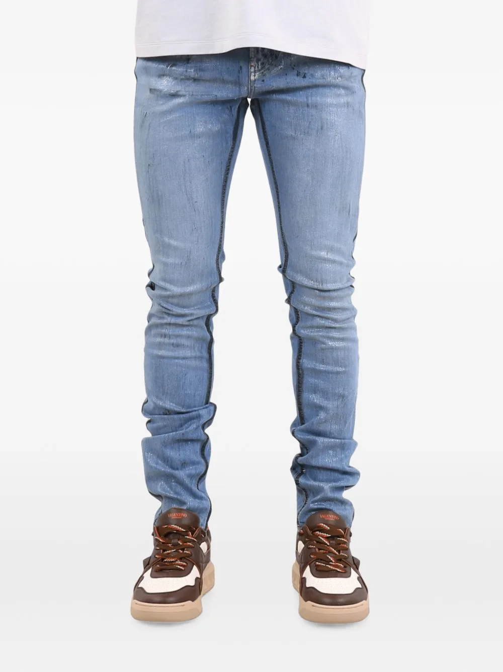 Side-Stripe Skinny Jeans by FLÂNEUR