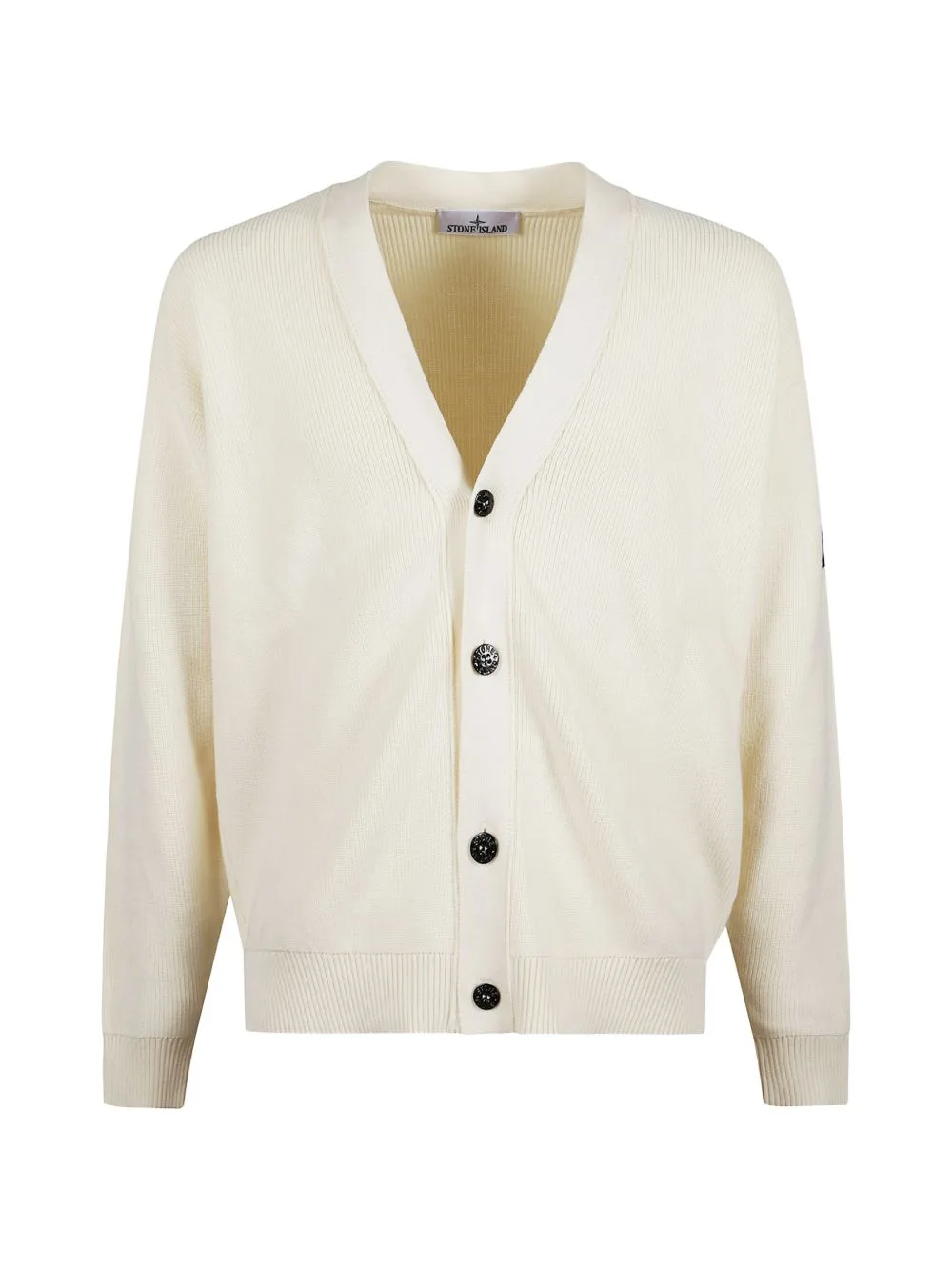 Ribbed Soft Organic Cotton V-Neck Cardigan by Stone Island
