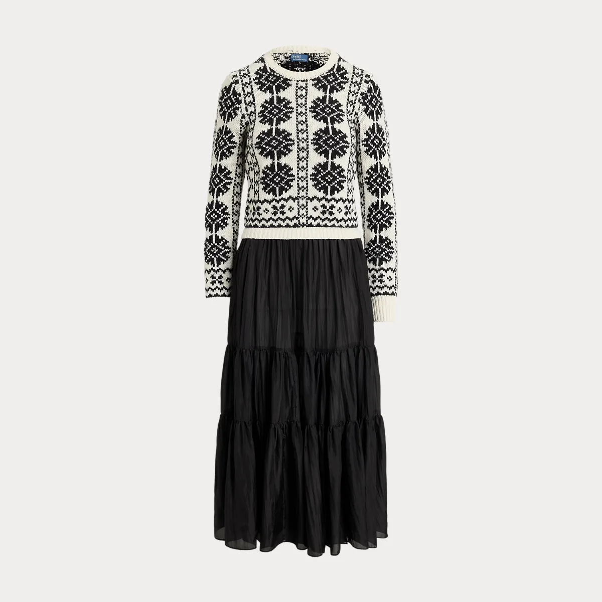 Knit-Bodice Silk Tiered Dress by Polo Ralph Lauren