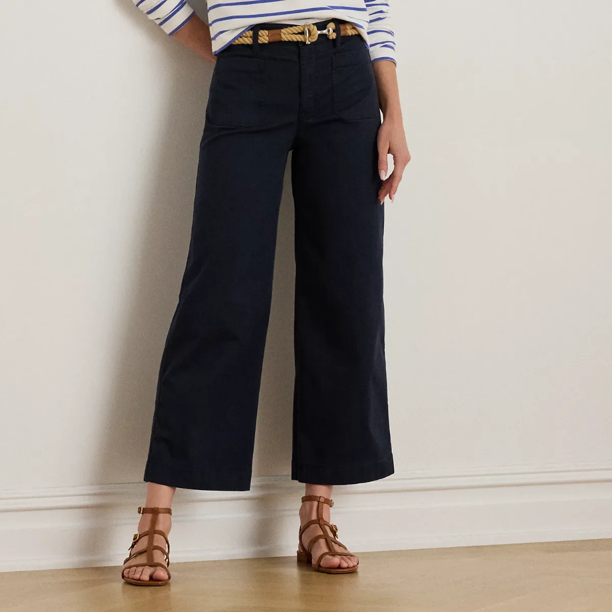 Stretch Chino Wide-Leg Cropped Trouser by Lauren Ralph Lauren