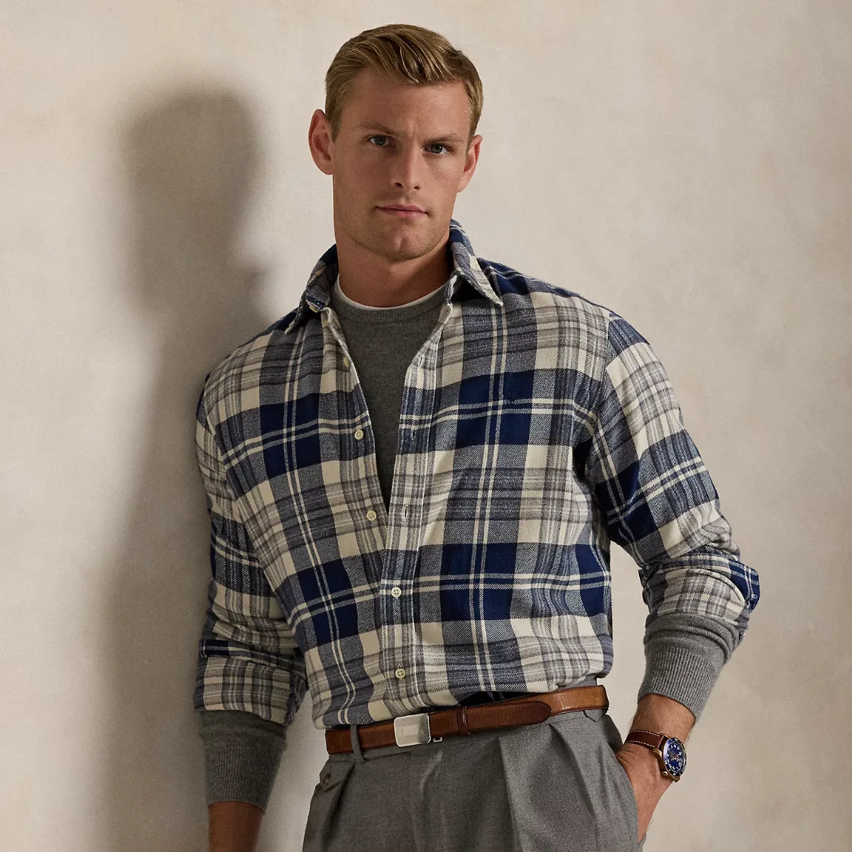 Custom Fit Plaid Brushed Flannel Shirt