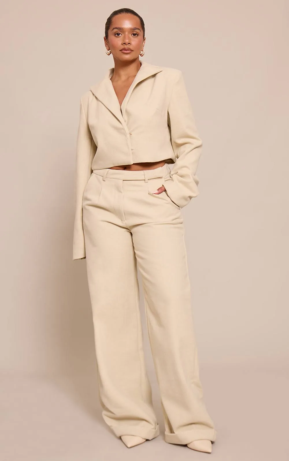Wool-Look High Waisted Trousers by PrettyLittleThing