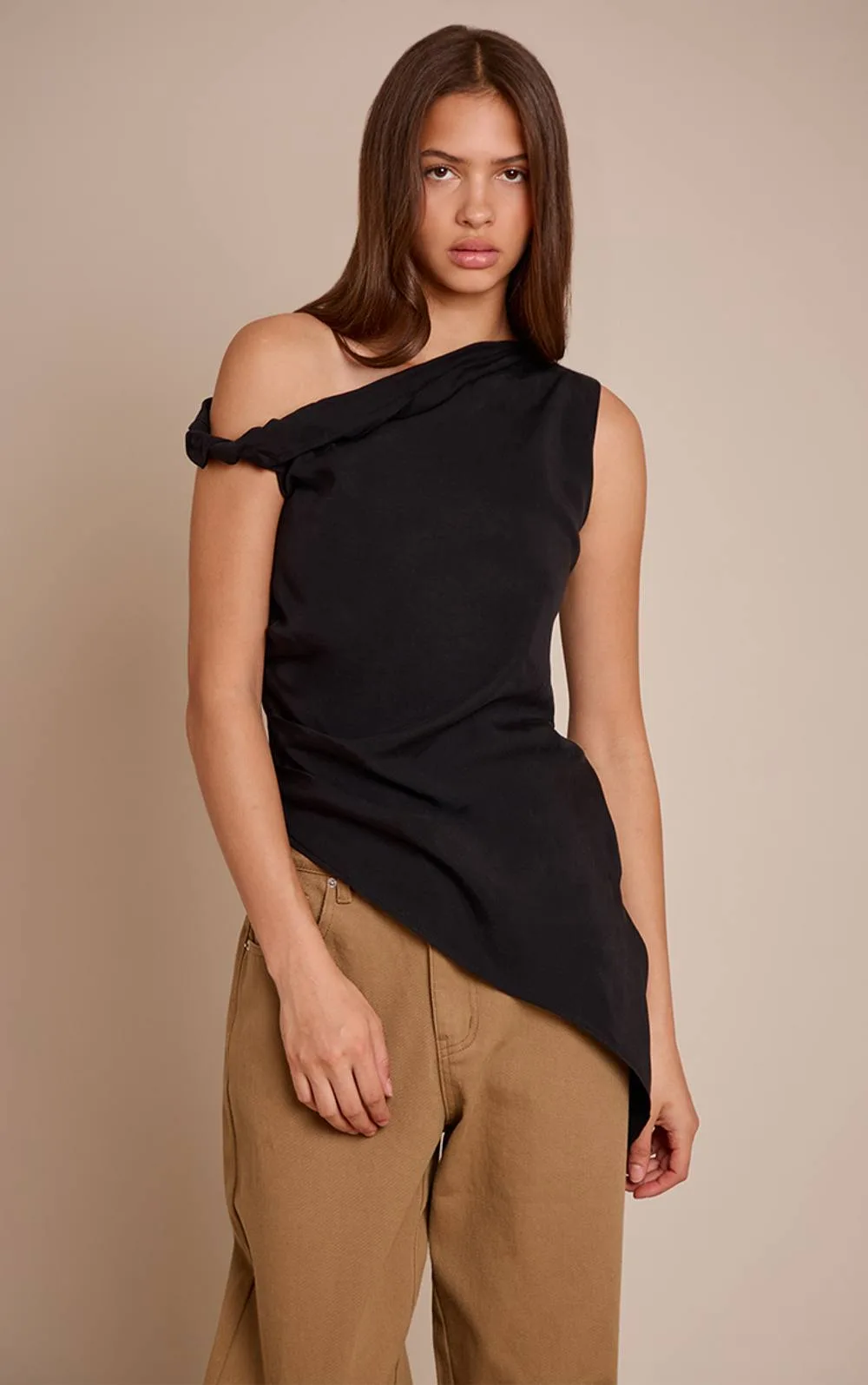 Tencel Asymmetric Drape Long Top