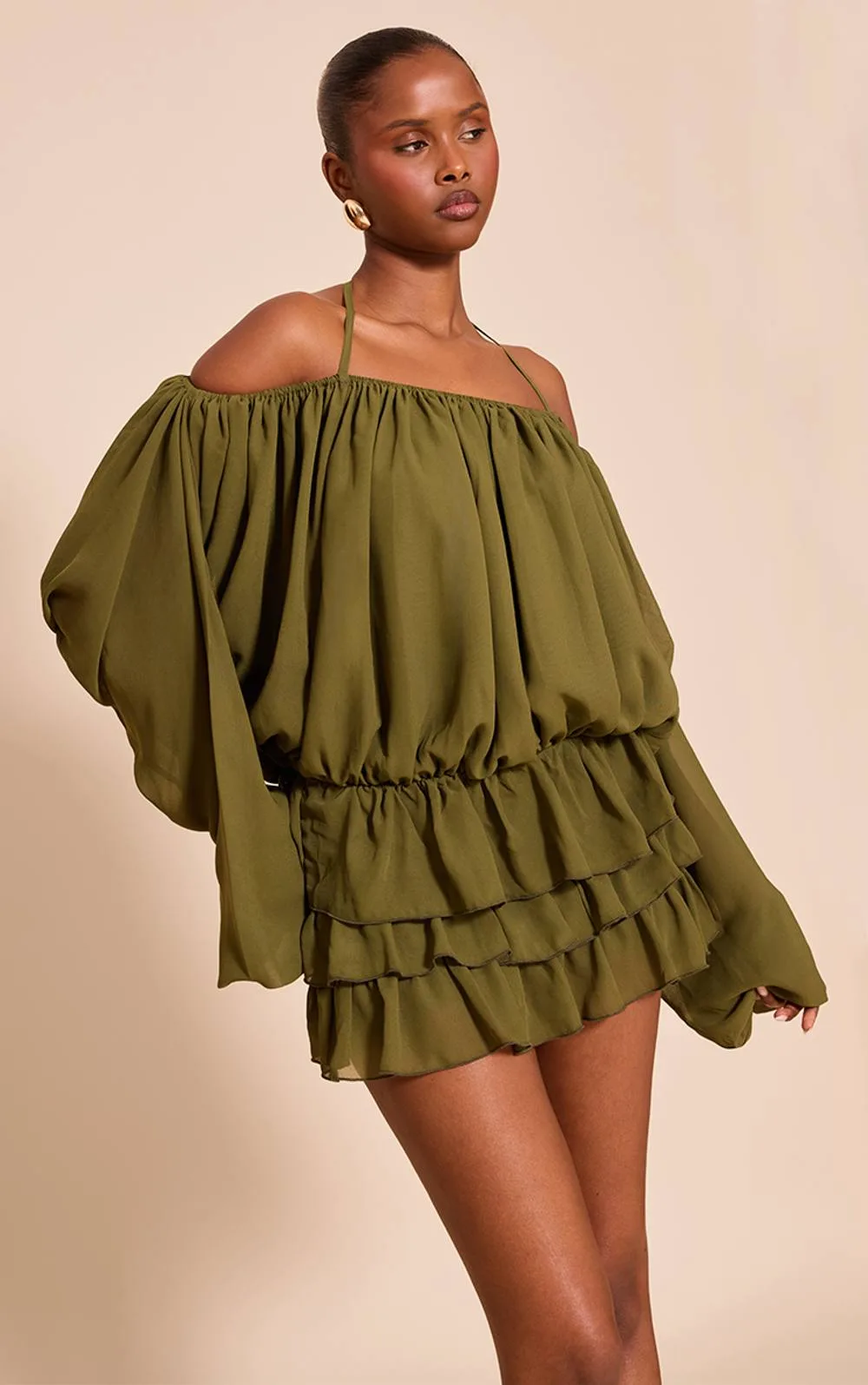 Chiffon Frill Detail Playsuit by PrettyLittleThing