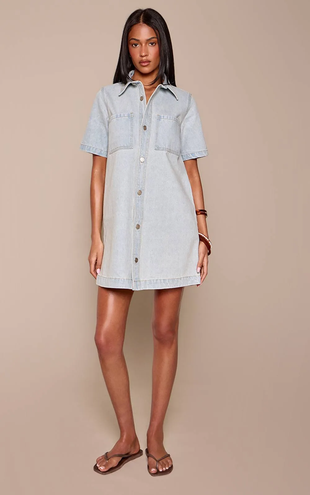 Contrast Stitch Denim Shirt Dress by PrettyLittleThing