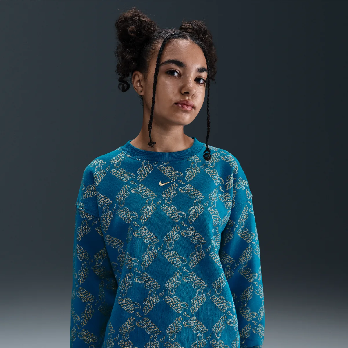 Sportswear Club Fleece Oversized Printed Crewneck Sweatshirt by Nike