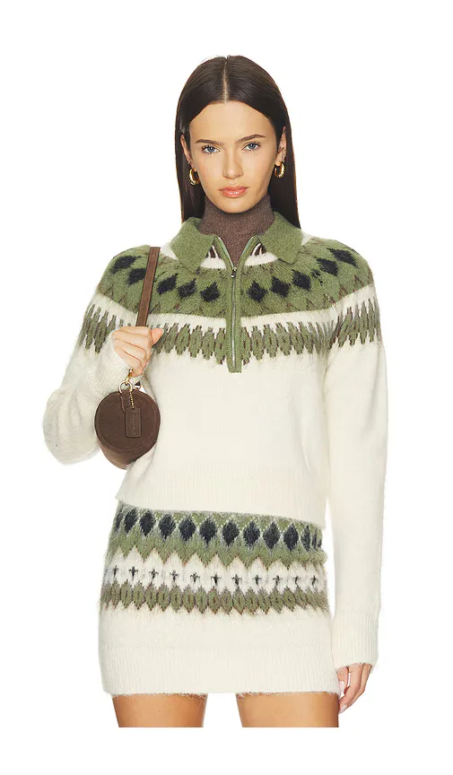Fair Isle Sweater Half Zip Sweater by Susana Monaco