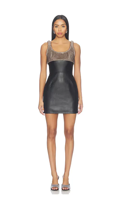 Tailored Leather Dress with Faux Fur by Alexander Wang
