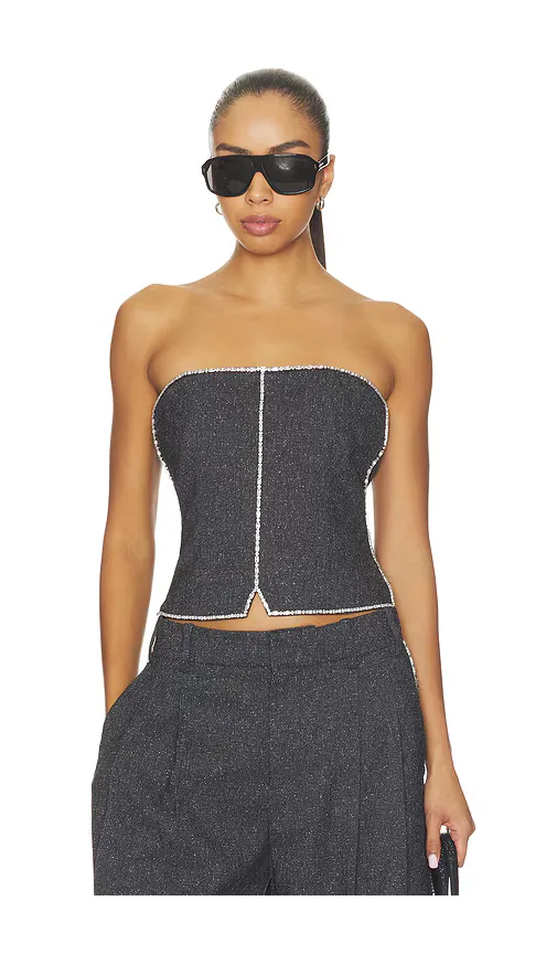 Strapless Bustier Top with Embellished Chain by Alexander Wang