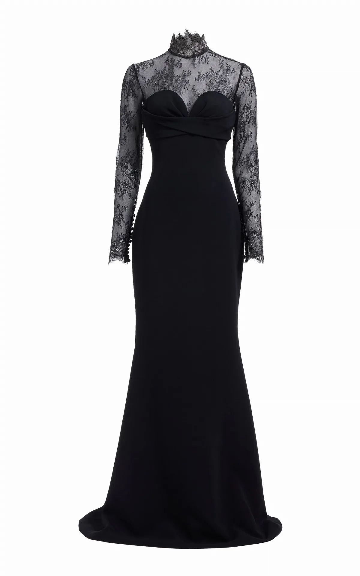 Long-Sleeve Cady-Lace Gown by Elie Saab