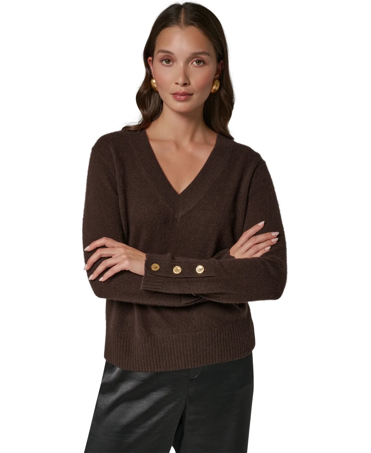 Cashmere Long-Sleeve V-Neck Sweater by Donna Karan New York