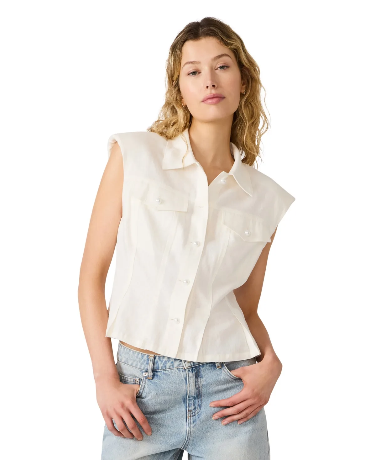 Cassady Collared Neck Top by Steve Madden