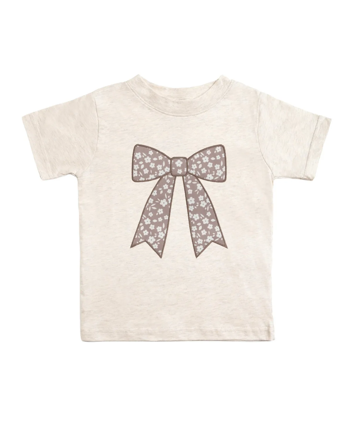 Mocha Floral Bow Patch Short Sleeve T-Shirt by Sweet Wink