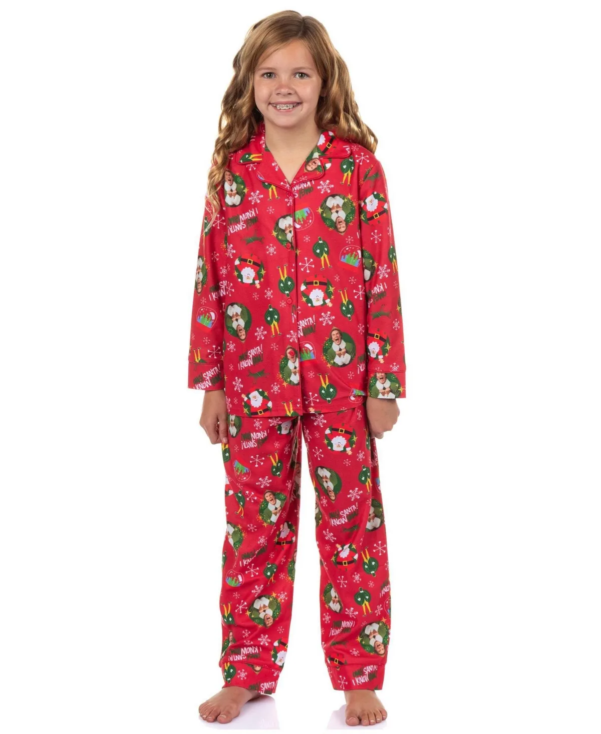 Christmas Movie I Know Him Coat Front 2-Piece Flannel Lounge Pajama Pant Set by Elf