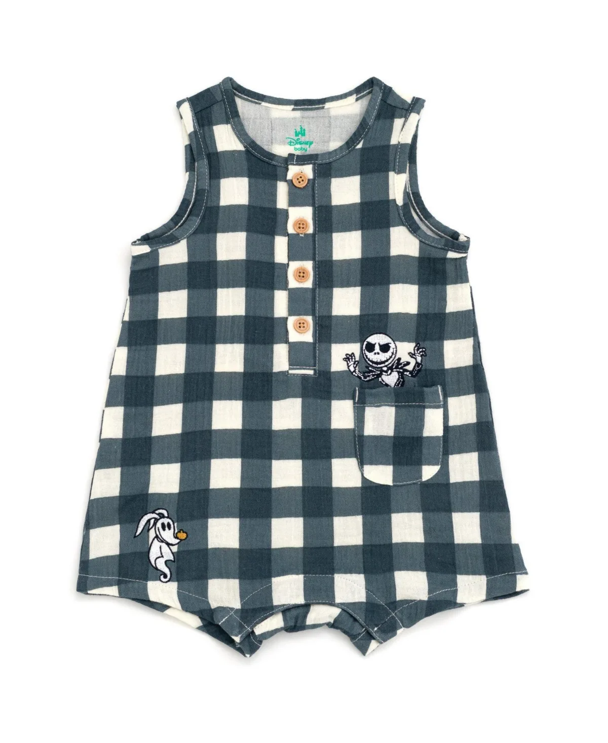 Plaid Cotton-Gauze Sleeveless Romper by Nightmare Before Christmas