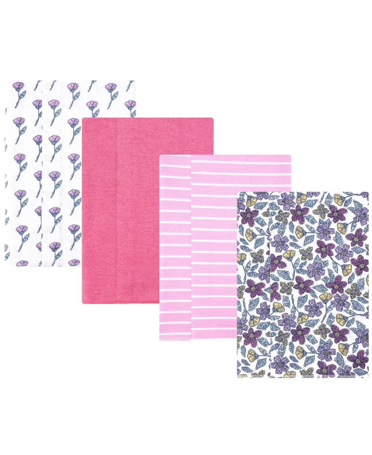 Cotton Poly Flannel Burp Cloths 4-Pack by Hudson Baby