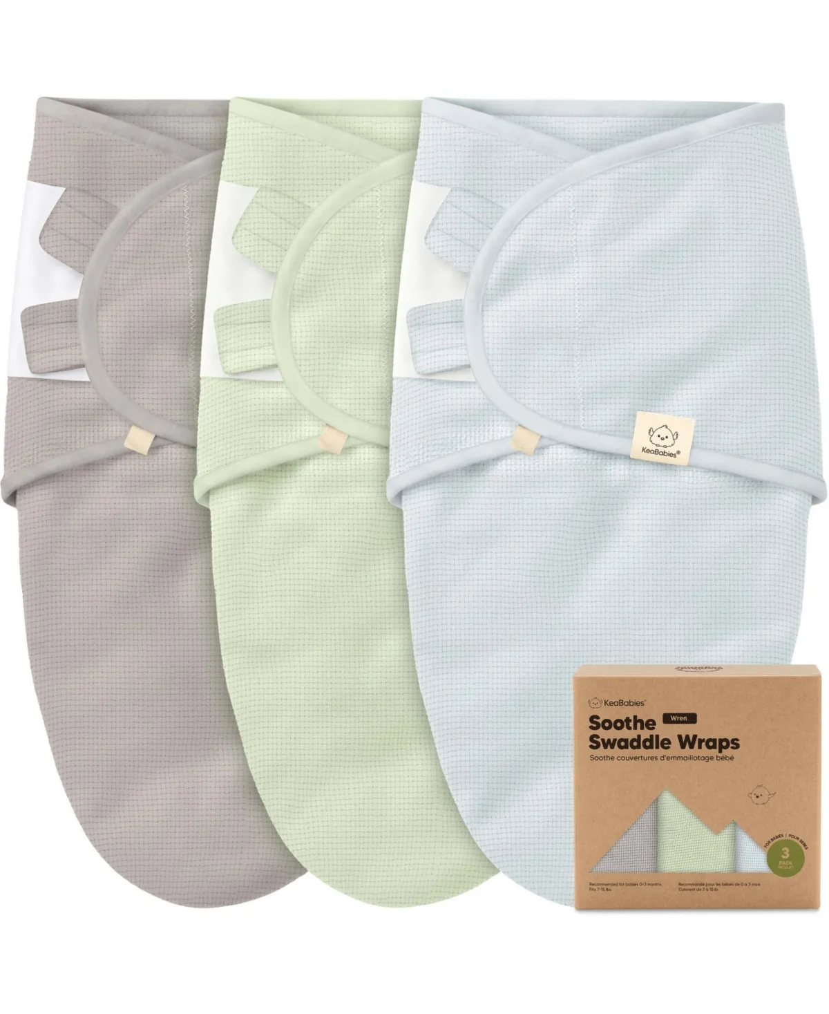 3pk Soothe Wren Swaddle Sleep Sacks Soft Wearable Blanket by Keababies