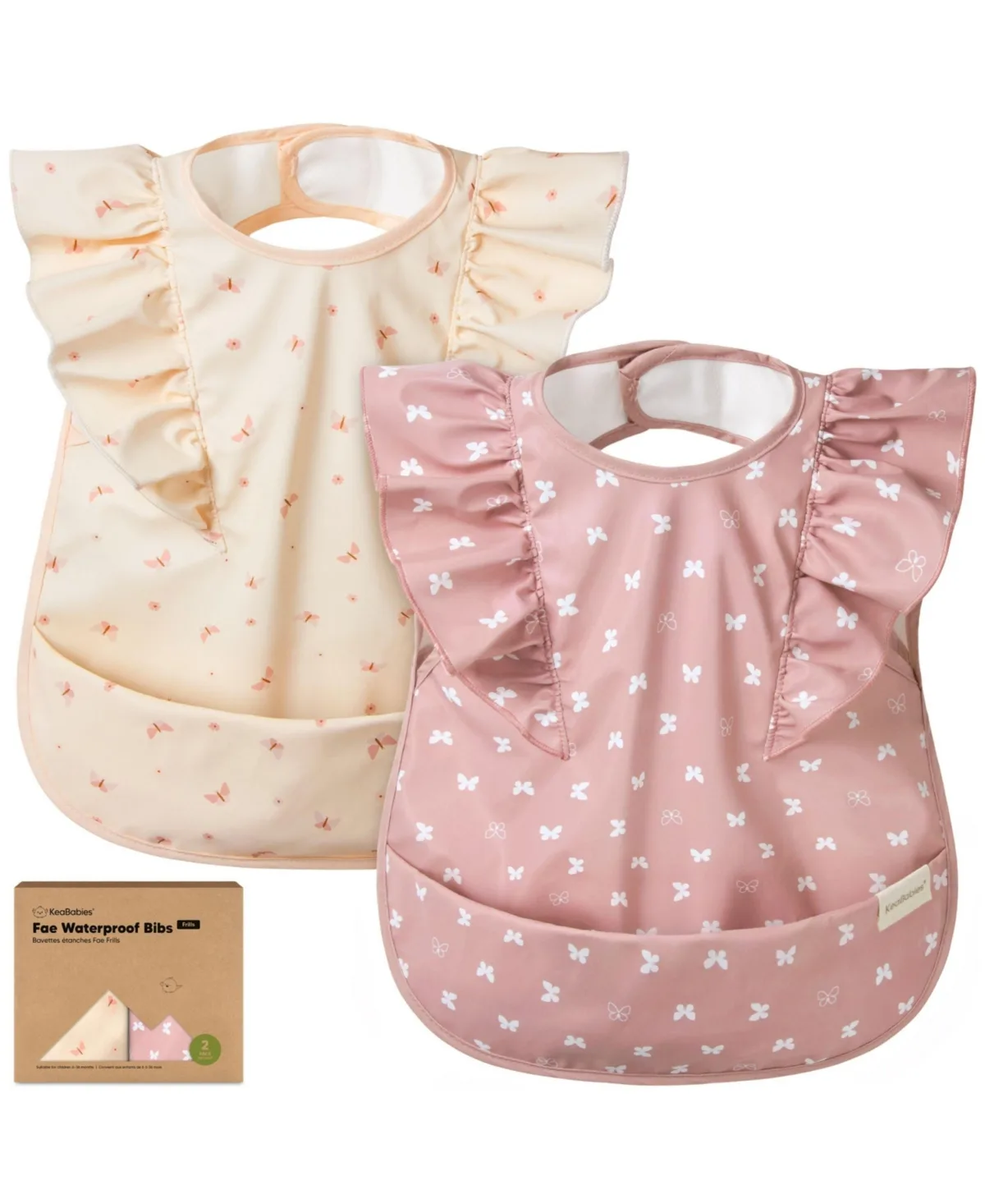 2-Pack Fae Waterproof Bibs Lightweight by Keababies