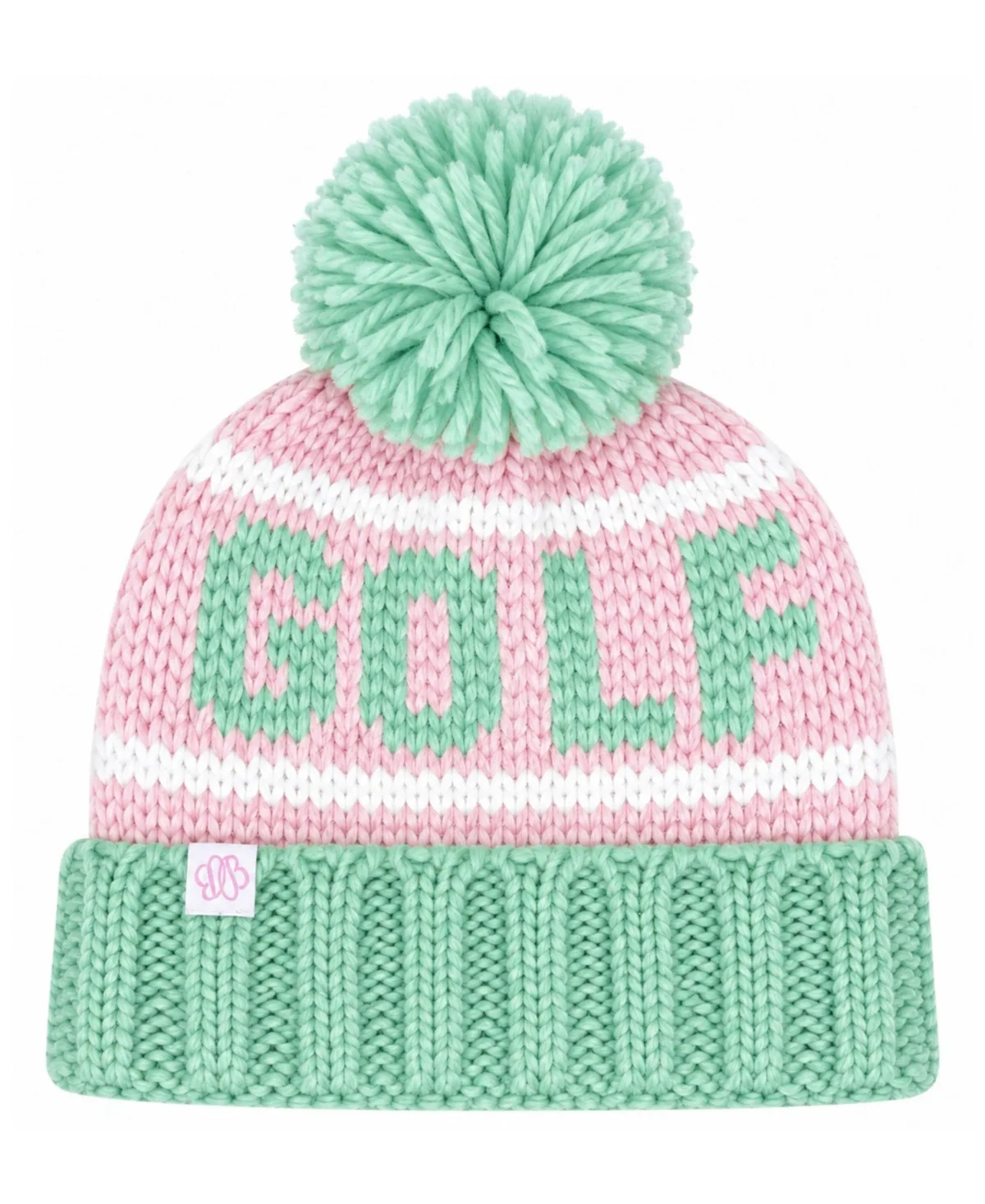 Golf Striped Pom Pom Beanie by Bits & Bows